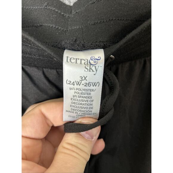 Terra & Sky Womens Sueded Jogger Pants Size 3X Black Pull On Lounge Pockets New - Picture 7 of 10